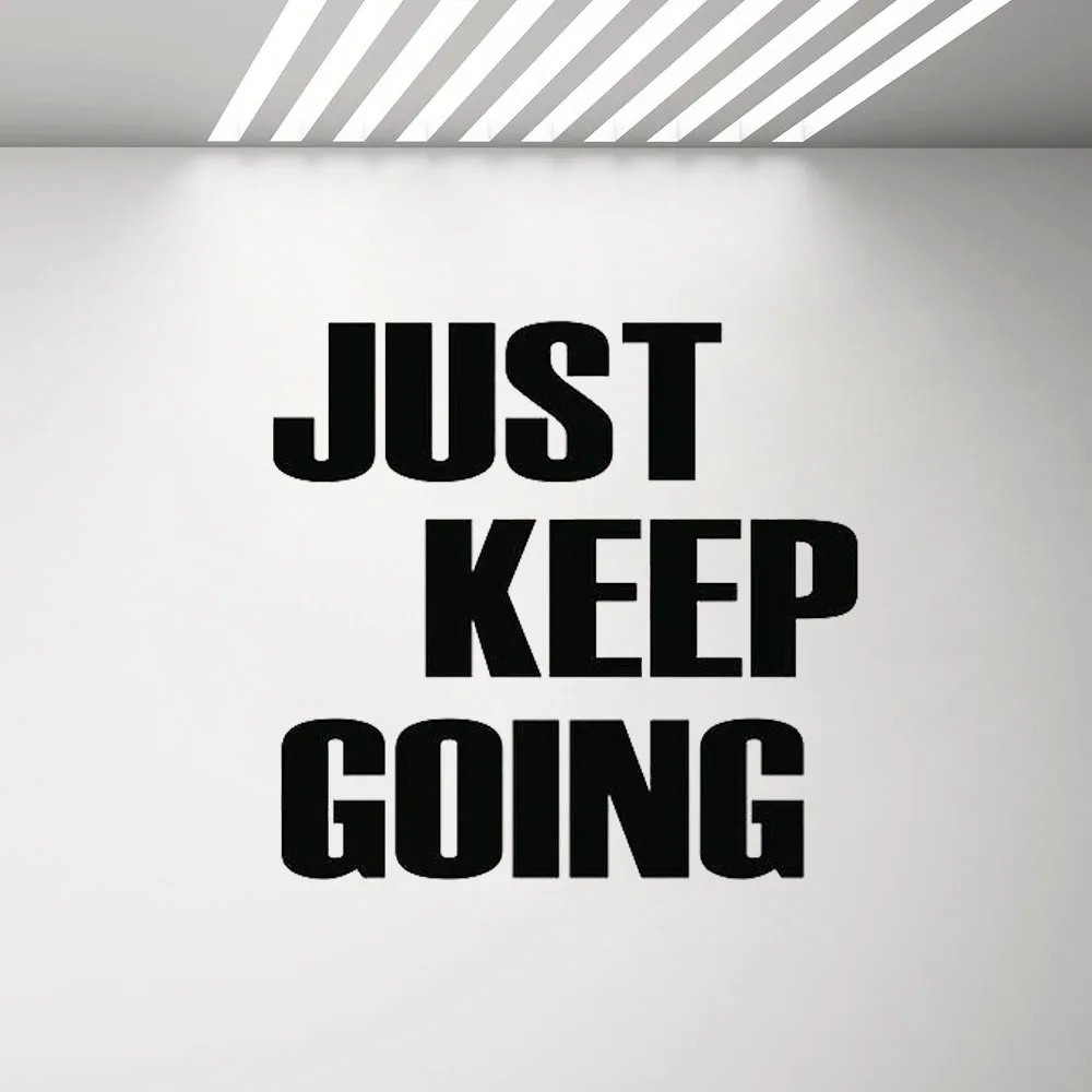 

Crossfit Sport Motivation Wall Art Decals GYM Quote Just Keep Going Vinyl Wall Stickers Home Decor Living Room Bedroom G507