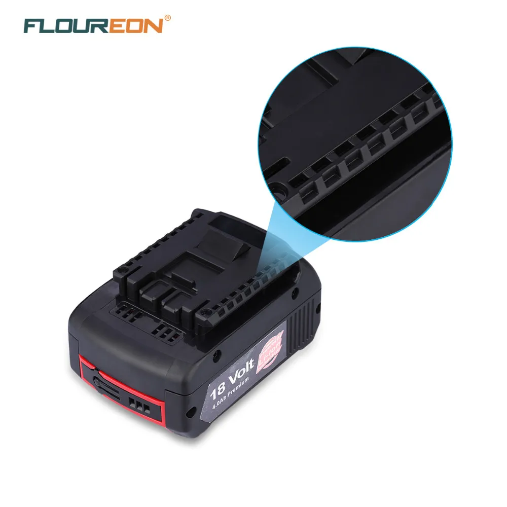 Сменный литий ионный аккумулятор FLOUREON 4000 мАч 18 в для Bosch Drill BAT609 BAT618