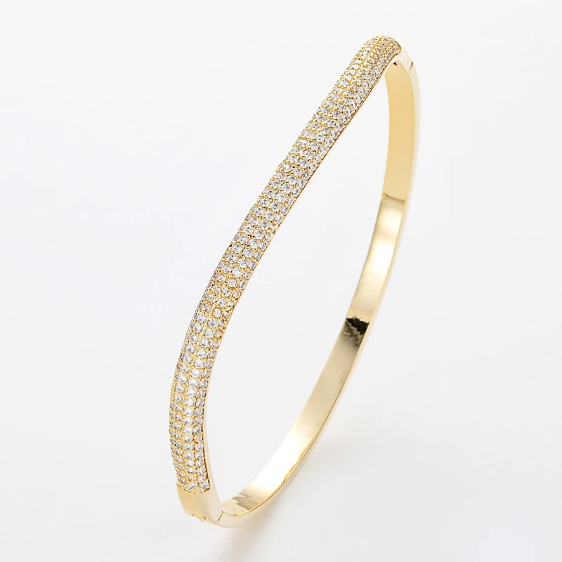 Hadiyana Simple Fashion AAA Zircon Ladies Bracelet 2018 Newest Wave Bride Engagement Wedding Jewelry Bangles For Women BG4006 | Украшения и