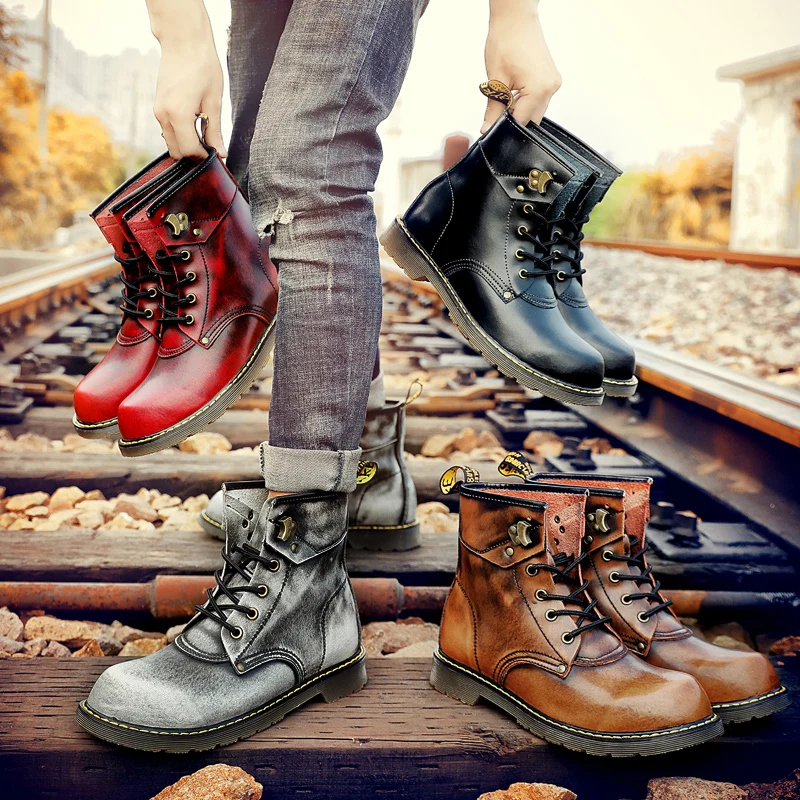 2018 мужские ботинки Martens большие размеры 38-47 мужская обувь на толстой подошве