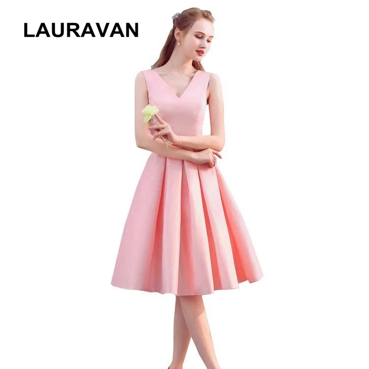 

Модное Вечернее платье принцессы, короткое розовое платье с v-образным вырезом для вечеринки, подружки невесты, элегантное бальное платье, праздничные платья для гостей