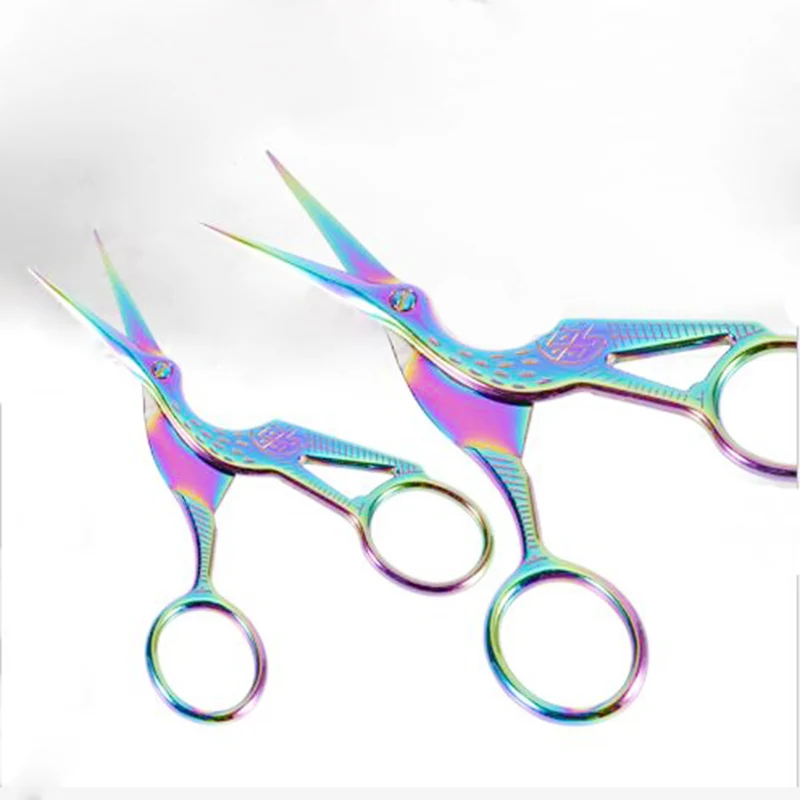 20Pcs Stainless Steel Vintage Classic Colorful Scissors Nail Art Stork Crane Beauty Tools Handicraft Sewing Cutters-free ship | Красота и