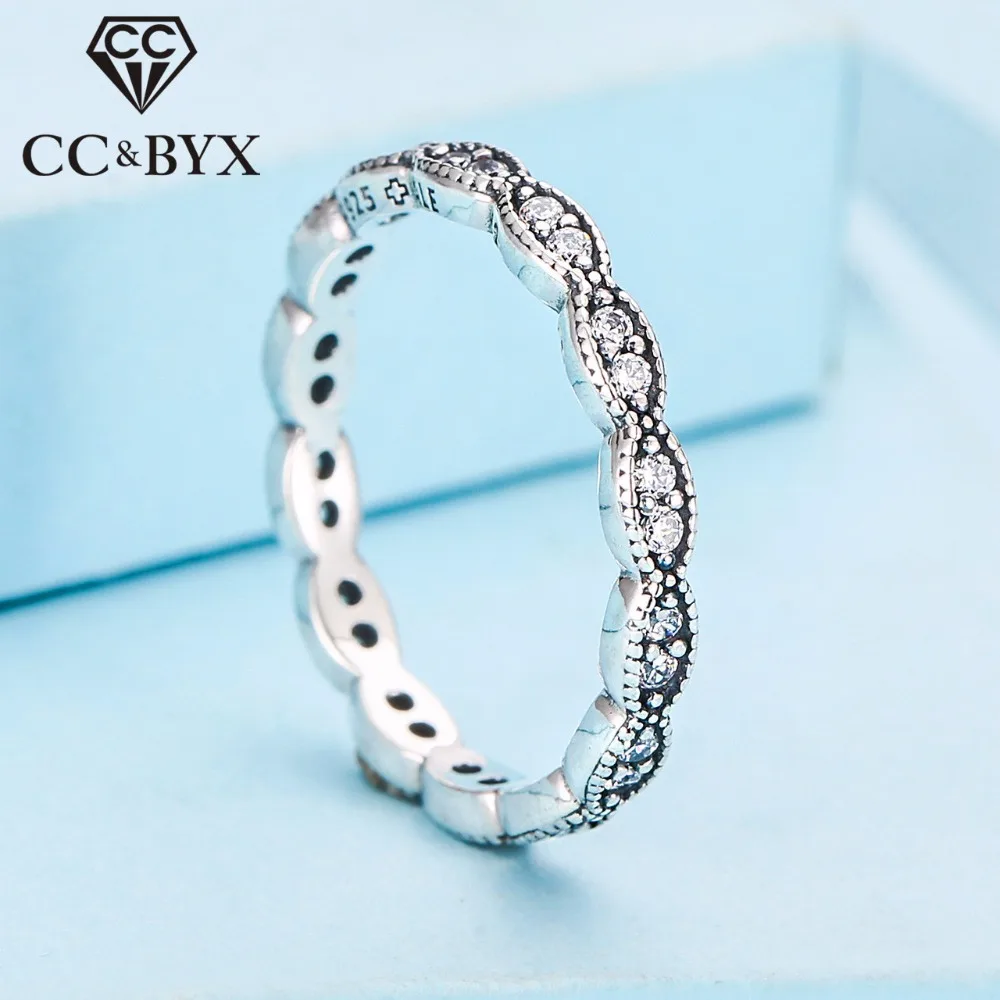 CC S925 Серебряные женские кольца для женщин простой дизайн цвет белое золото
