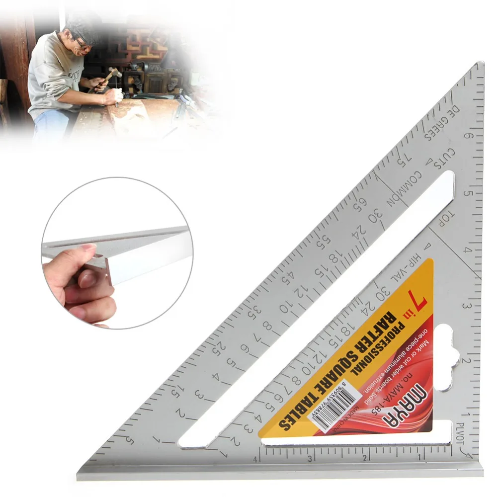 

7" Square Carpenter's Measuring Ruler Layout Tool Triangle Angle Protractor New