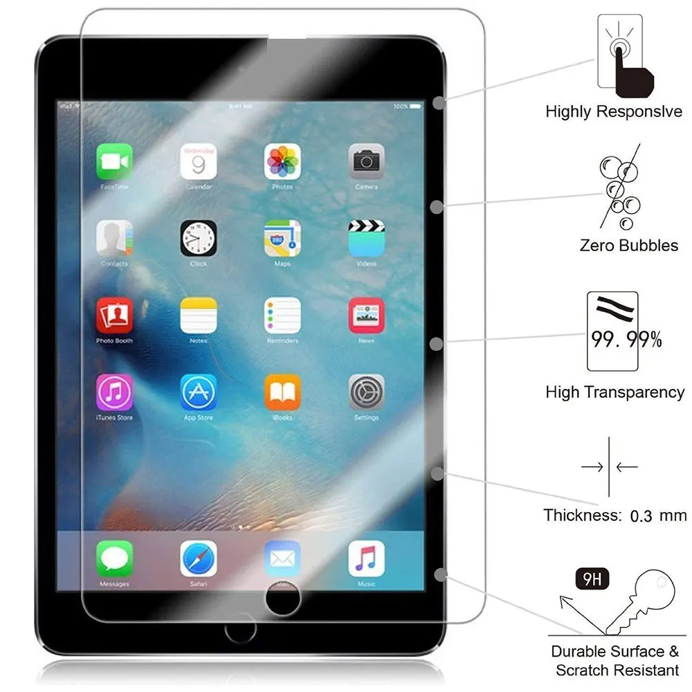 Ascromy 2 шт Закаленное стекло протектор экрана для Apple iPad Mini 4 1 3 Air Mini3 Mini4 verre tremp