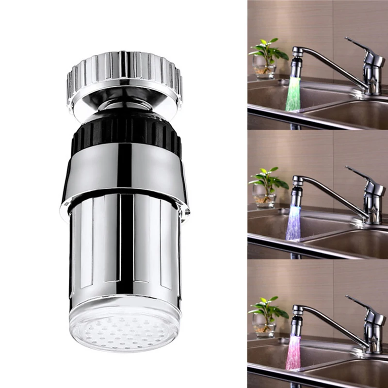 

LED Aerators Water Faucet Tap Heads 360 Degree Adjustable Kitchen Temperature Sensor 3 Colors Changing RGB Glow Bathroom Nozzle