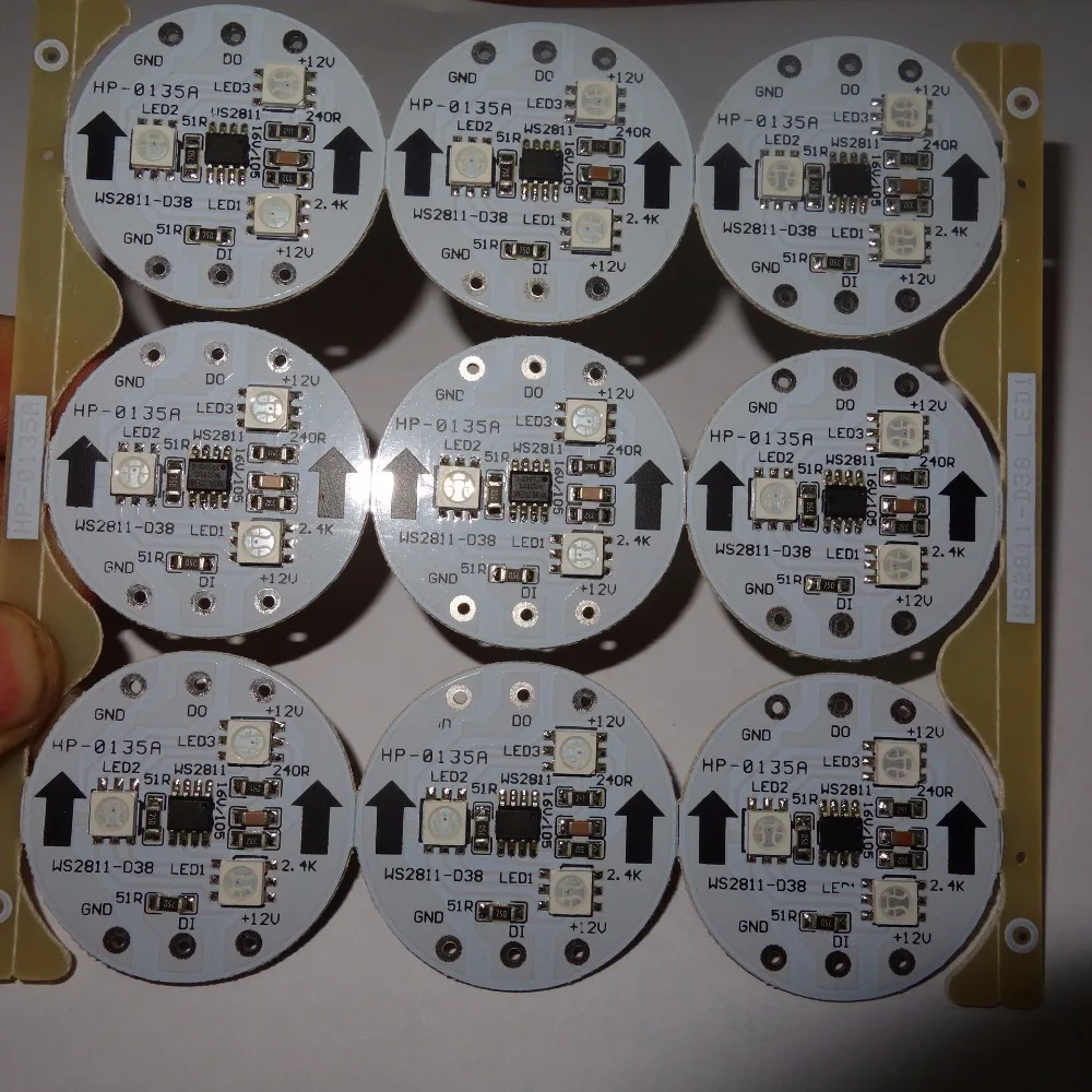 DC12V WS2811 5050 SMD адресуемых пикселей PCBA 3 шт. LED 0 72 Вт 38 мм диаметр круглого типа|dc12v