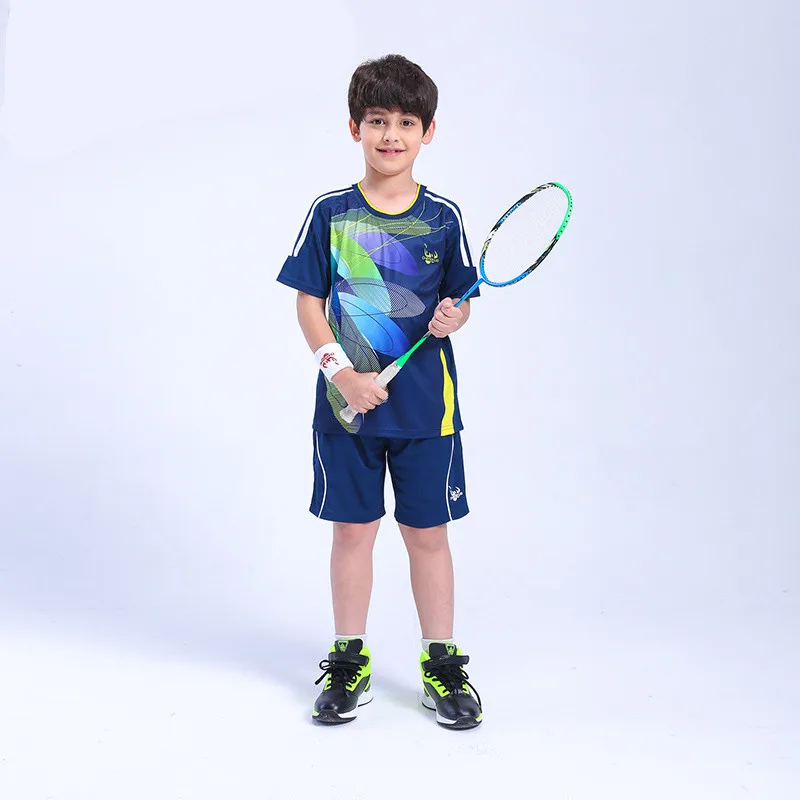 Новая детская одежда для бадминтона рубашка и шорты мальчиков девочек