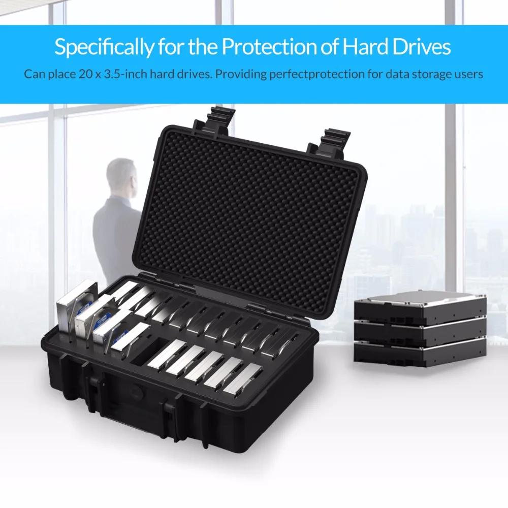ORICO 3,5 дюйма 20-bay 3,5 дюйма HDD жесткий диск Внешняя защита чехол для хранения коробка портативный мульти отсек воды \ пыли \ ударопрочный
