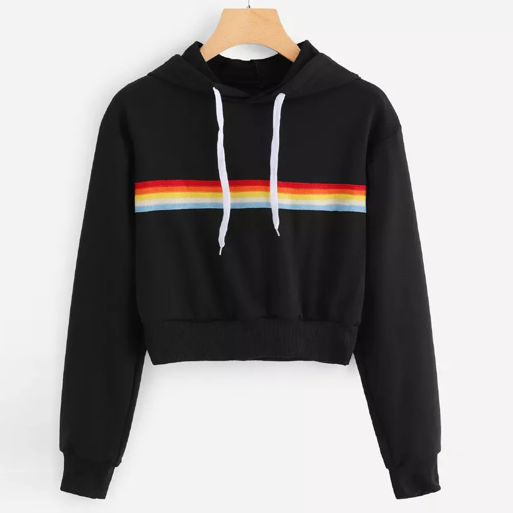 Радуга Лоскутная Толстовка Hoddies женские с длинным рукавом О средства ухода за