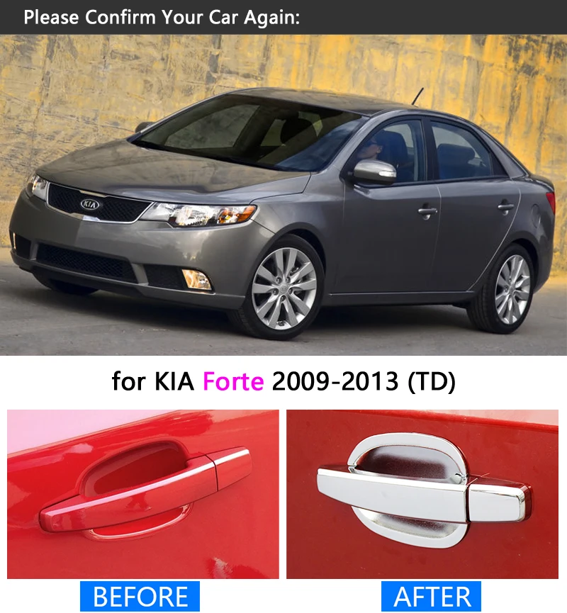 Набор хромированных чехлов для Kia Forte 2009 2013 TD комплект обшивки дверных ручек 2010 2011