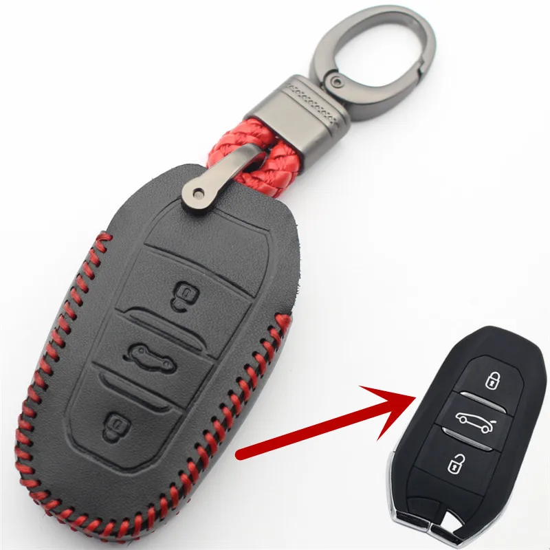 Смарт чехол FLYBETTER из натуральной кожи с 3 кнопками для Peugeot 3008/508/2008 Citroen C4L/DS6/C6/DS5