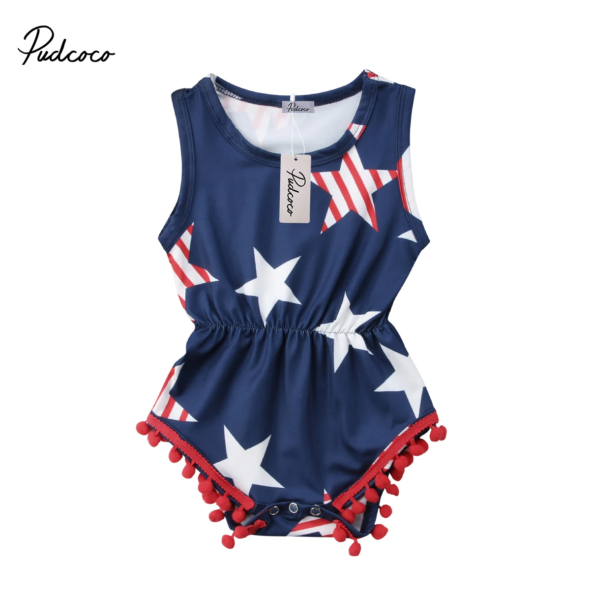 

Cute Floral Newborn Summer Clothes Baby Girls Bodysuit Striped Star Cotton Jumpsuit Sleeveless Summer Fashion Tassel Bodysuit