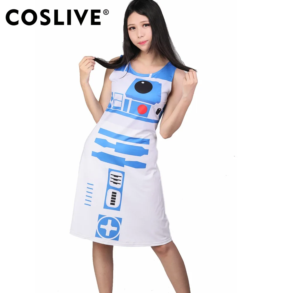 Coslive Звездные войны косплей r2d2 Необычные Женщины Девушки платье Фильм Косплей