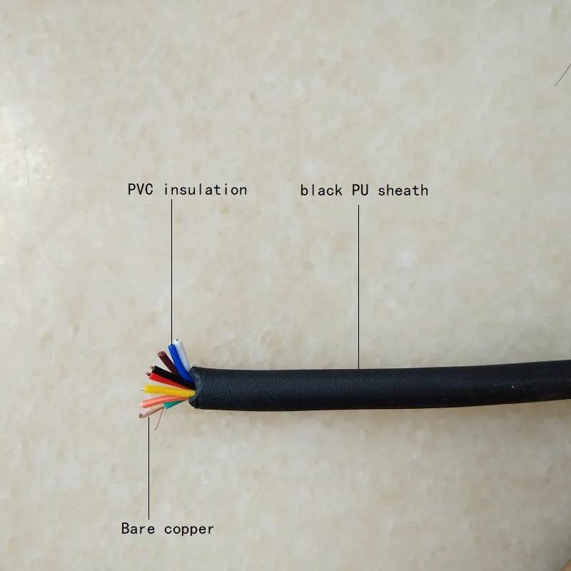2 шт./лот 10 футов 3 м выдвижной 90 градусов 8x28AWG OD5.0 мм ТПУ спиральный кабель