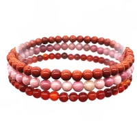 fashion stone bead bracelet sets 3 pcs set women girls yoga bangles 18 18 50 cm 4 mm round beads carnelian jewelry 10