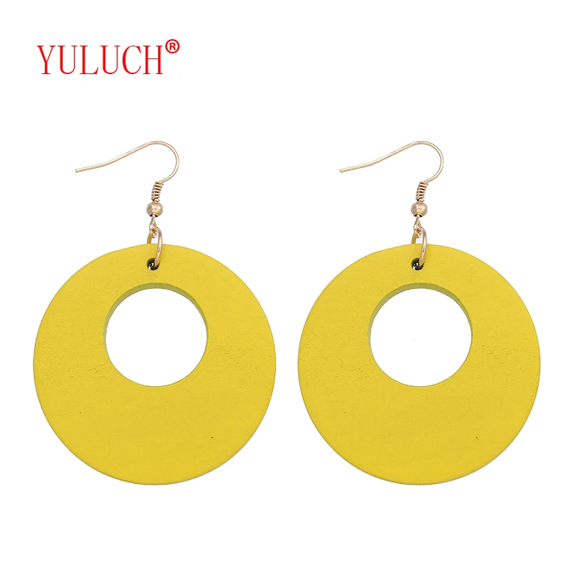 YULUCH-colgante hueco redondo multicolor para mujer, nuevo diseño, moda étnica, pendientes,