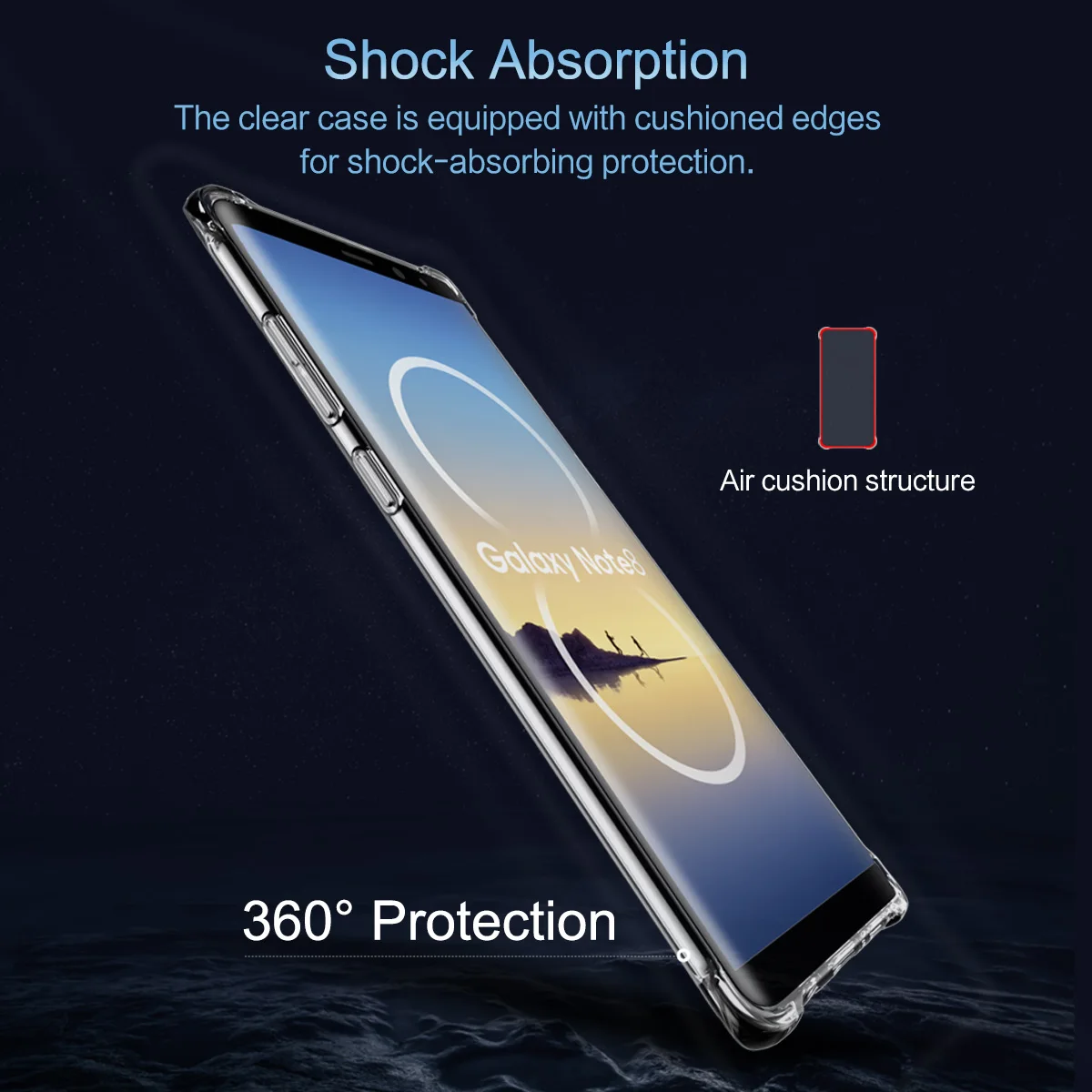 Case for Samsung Galaxy Note 8 Rock Heavy Anti-Knock Protection Transparent TPU Silicone Cover |