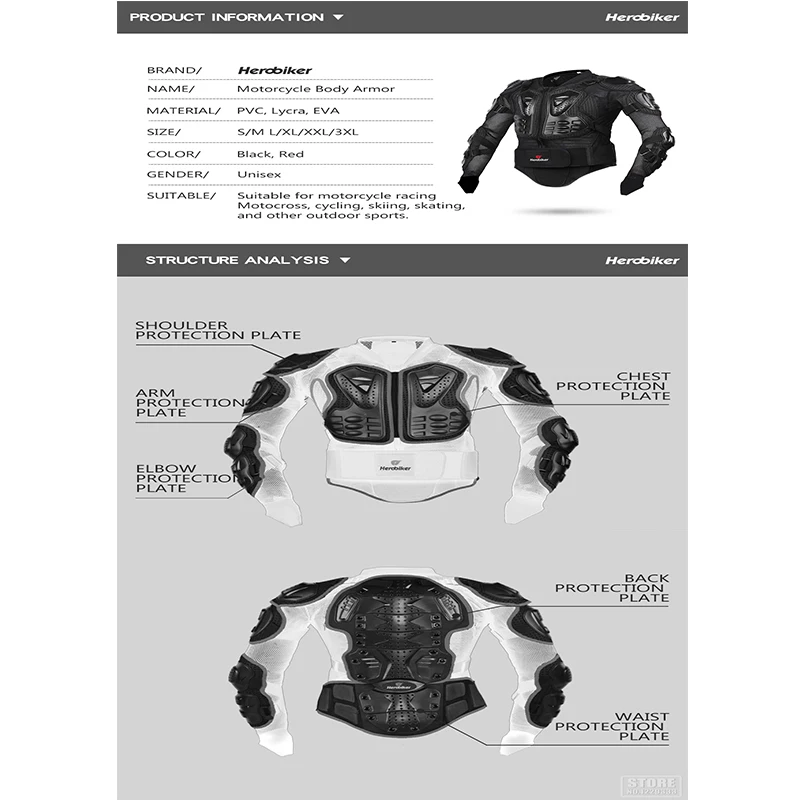 Herobiker мотоцикл куртка для мужчин полный корпус мотоцикл снаряжение для мотокросса гоночная Защитная Экипировка мотоциклетная защита размер S-5XL