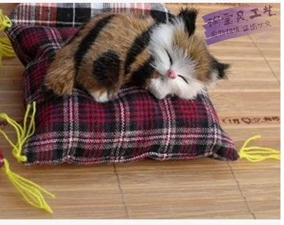 Мини-игрушка цвета хаки, имитация кошки, спящая маленькая кукла-кошка, украшения для автомобиля, подарок, около 10x2x9 см 2037 (art.: 3920ceaec56cd) - 3920ceaec56cd