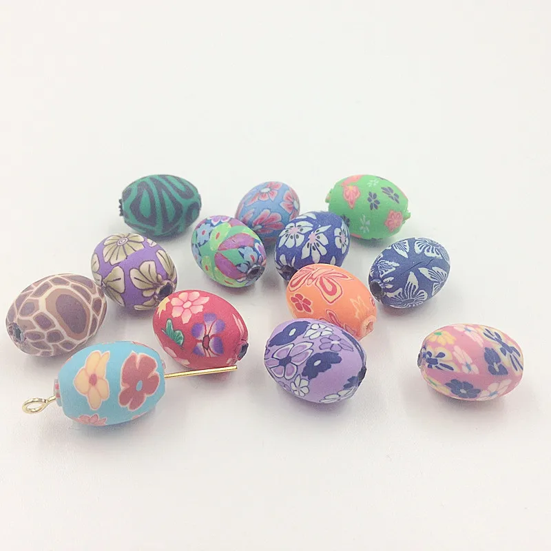 

15*11MM 50Pcs/pack "Mix Colors Oval Ball" Polymer Clay Bead Loose Beads Jewelry Beads