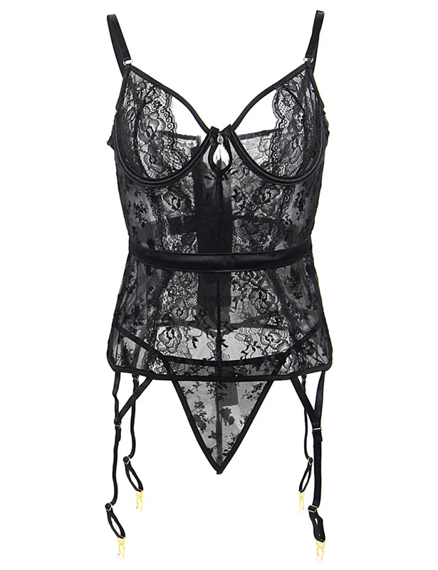 Black Babydoll Comeondear прозрачное кружевное сексуальное нижнее белье, трусики-пеньюар, женское эротическое нижнее белье, сексуальное дамское ночное белье, 5XL, RB80766 - Цвет: Black Babydoll