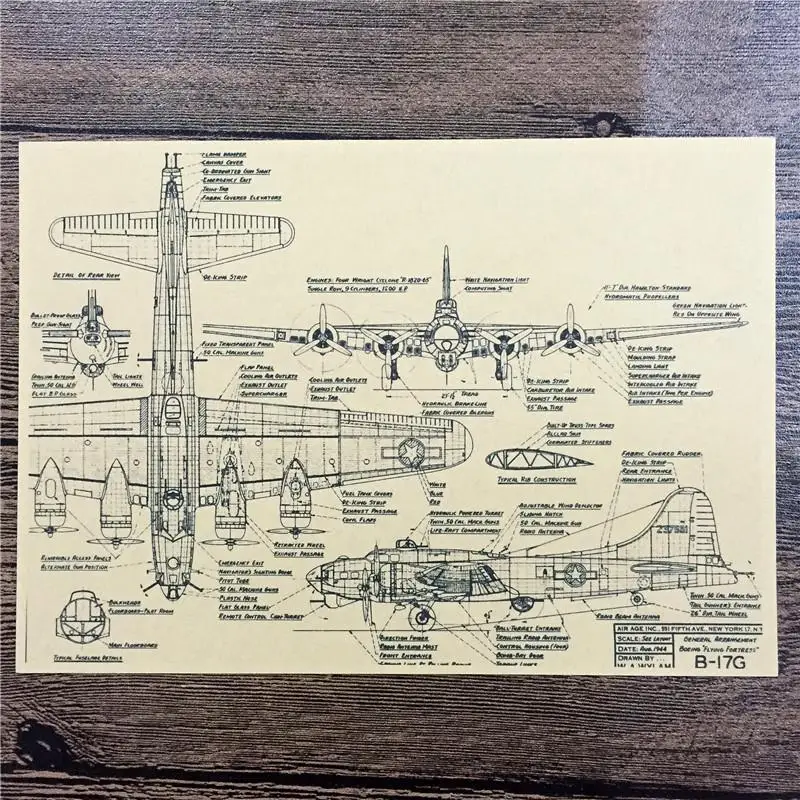 Топ Мода FJ 270 back to the future крафт бумага &quotB 17G летательных аппаратов&quot wall art плакат