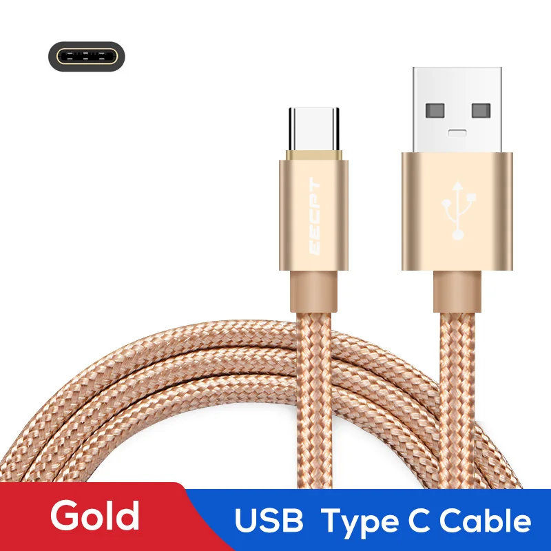 Gold EECPT usb type-C кабель для Xiaomi mi 9 Красный mi Note 7 провод для быстрого заряда type-C кабель зарядного устройства для samsung S10 S9 Oneplus 6T - Цвет: Gold