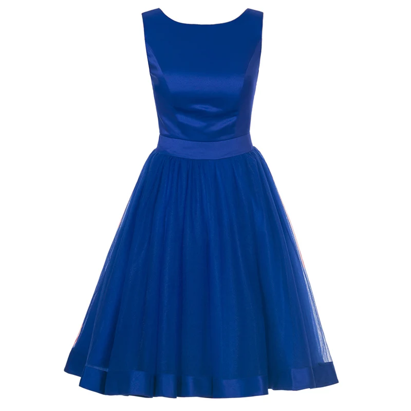 royal blue Tanpell черное платье для выпускного вечера элегантное белое платье без рукавов трапециевидной формы с бантом сзади Недорогое Платье для девочек выпуск коктейлей - Цвет: royal blue