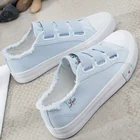 Женские кроссовки из парусины, модная однотонная Вулканизированная обувь суперзвезды на липучке для девушек, 2019