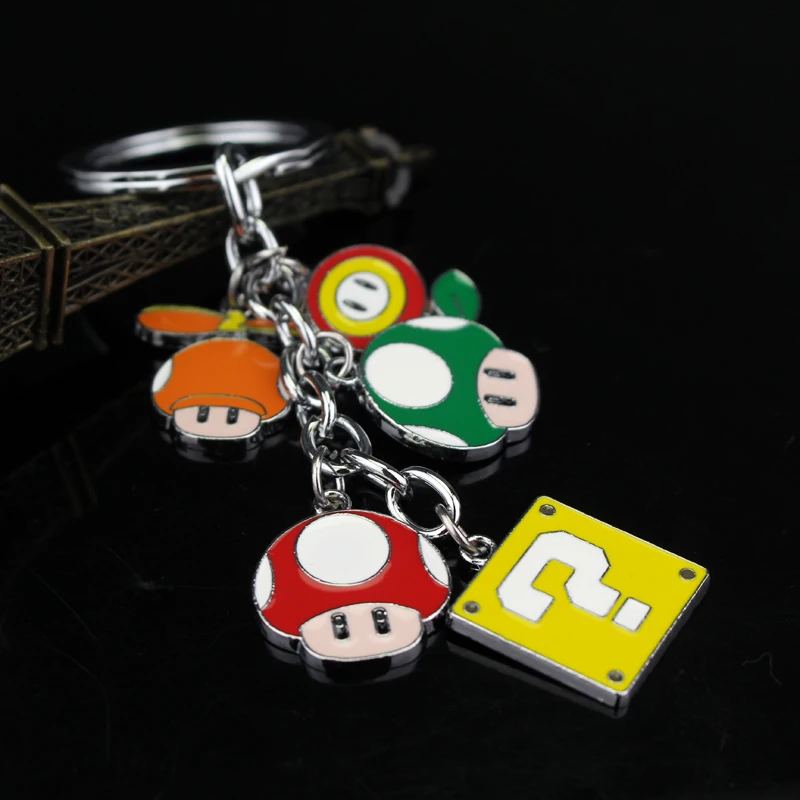 Super Mario Bros Фигура игрушки цепочка для ключей из металлического сплава Марио Луиджи гриб ключ подвеска брелок украшения для Детский подарок
