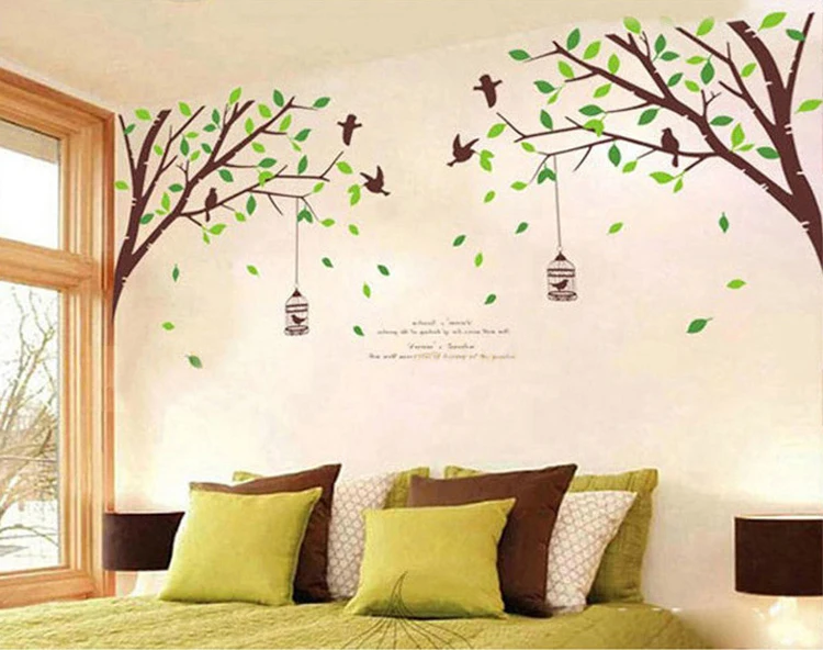 Распродажа настенные наклейки с большими деревьями и птицами Переводные