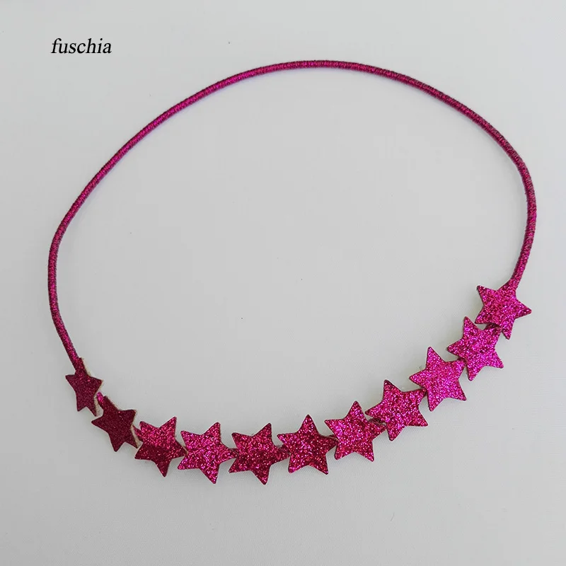fuschia Сверкающие блестки со звездами, упругая Детская повязка для волос, аксессуары для волос на День святого Валентина, повязки на голову для девочек - Цвет: fuschia