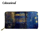 Длинный кошелек для мужчин и женщин, Роскошный многофункциональный бумажник из кожи с рисунком звёздной ночи, модный тоут с монетницей