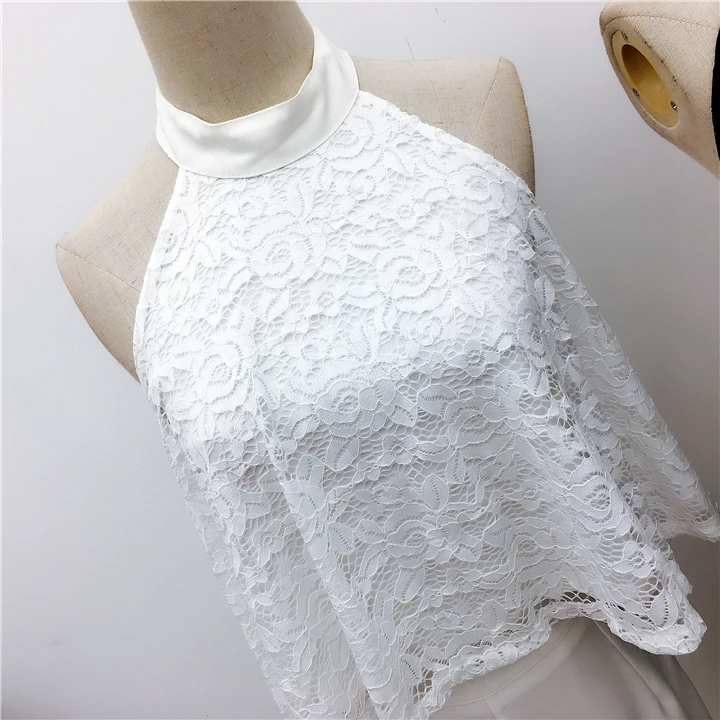 Женский кружевной комплект из блузки с лямкой на шее и длинных брюк|trousers set|set