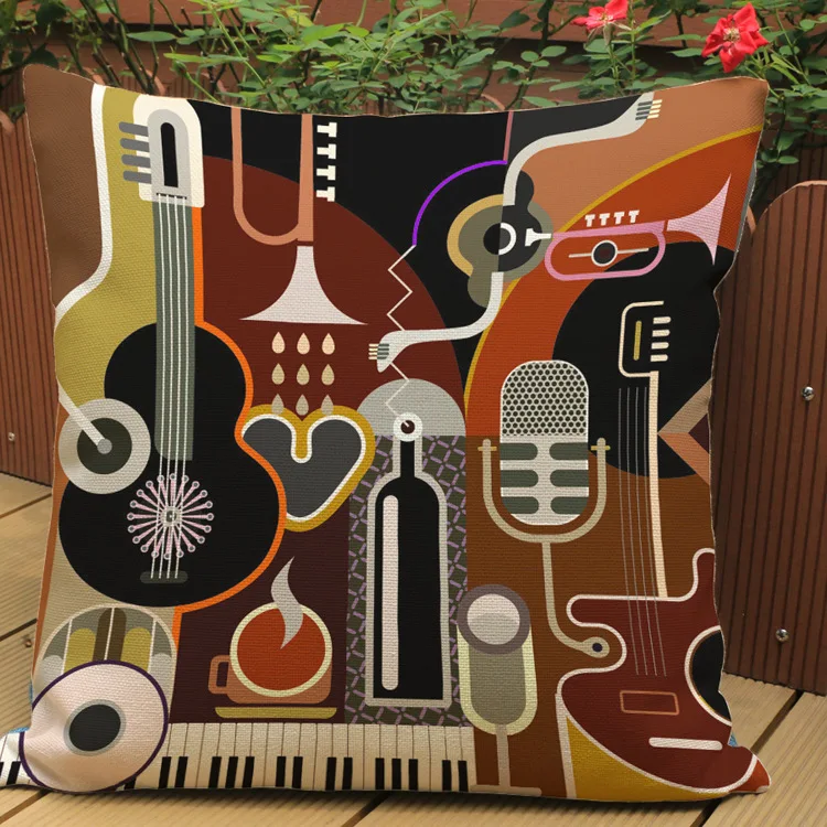 Майк Гитары Музыкальные инструменты узор творческий печатных Чехлы для подушек