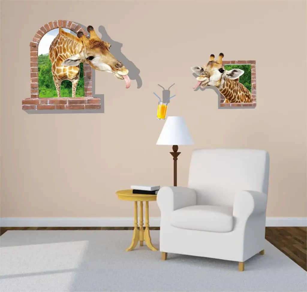 Новый Большой 3d космический жираф животное стикер на стену звезда украшение для