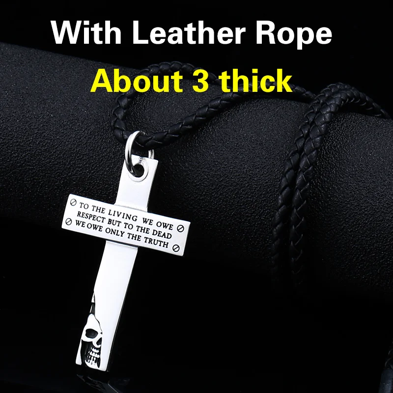 Байер кожаный нержавеющая Библейский крест из нержавеющей стали кулон ожерелье