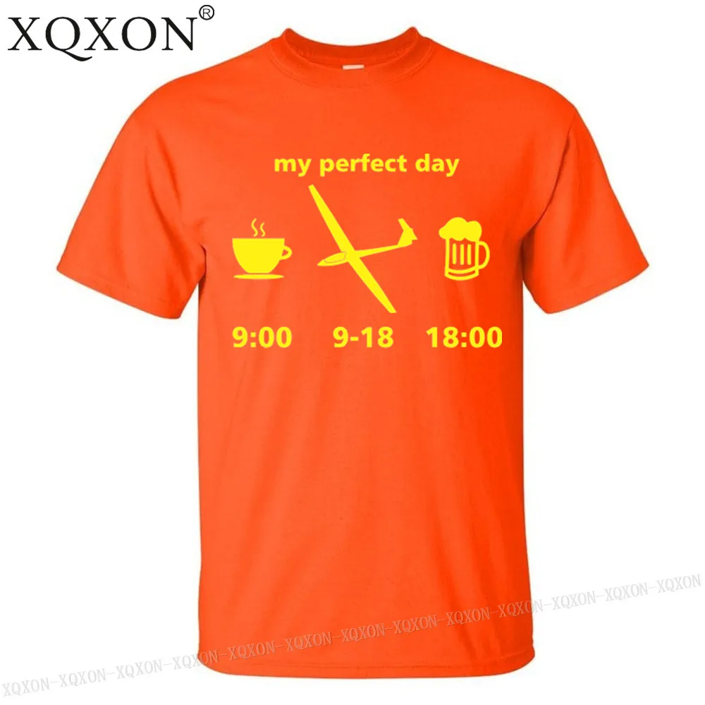 XQXON-my perfect day скользя Для мужчин футболка хорошего качества хлопок Летние Короткие рукава человек футболка; Топы K113 - Цвет: Orange