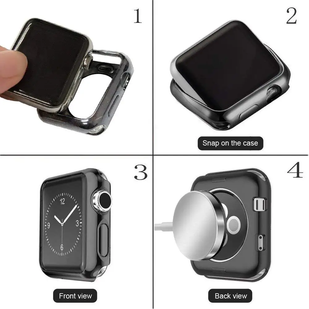 

5pcs/Set Protector Case For Apple Watch 4 3 2 1 40mm 44mn 360 Clear TPU Cover Full Case For Iwatch 4 3 2 1 38mm 42mm Solid Color
