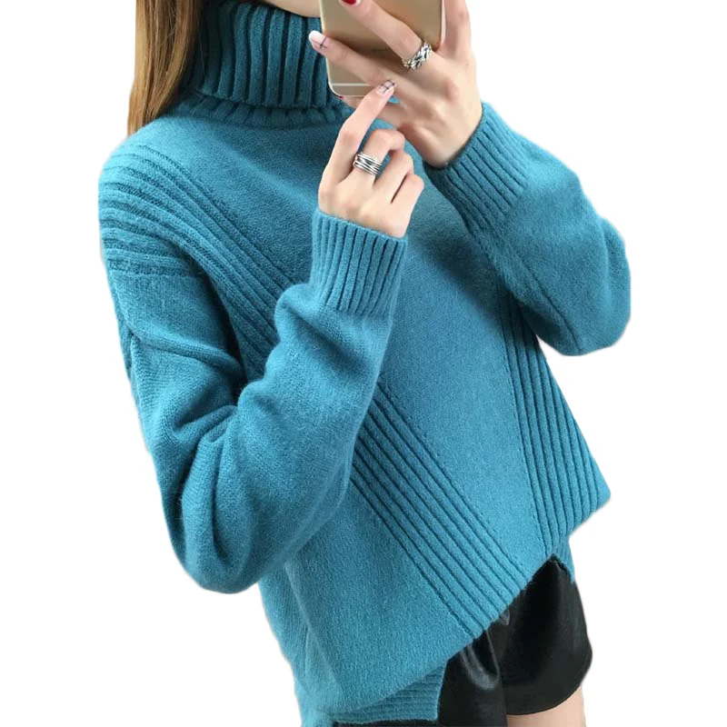 

Winter Turtleneck Sweater Women Clothes 2018 New Knit Pullover Loose Long Sleeve Warm Bottoming Sweater Casual Female Tops AA274