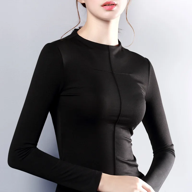 Женская хлопковая футболка с длинным рукавом и круглым вырезом|white t shirt women|t womenwomen