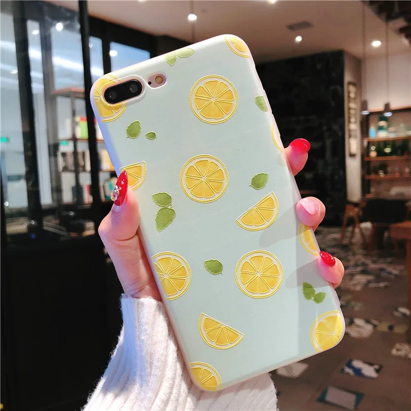 Fashion Cool Sumer 3D Lemon Fruit Design Patterned Soft TPU Frame Case for iphone8 7 6 6S PLUS X 5S 5 SE |