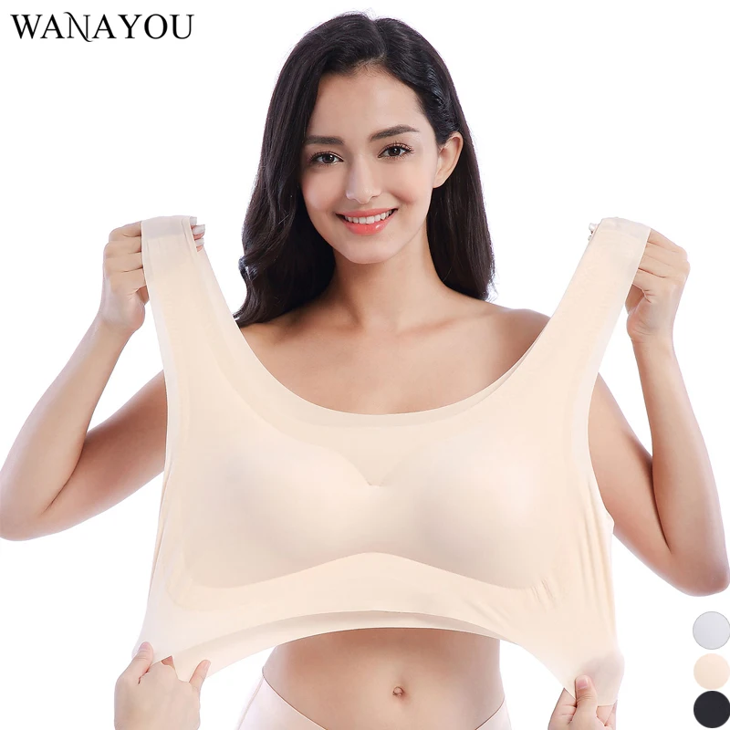 WANAYOU, M-4XL размера плюс, высокие эластичные спортивные бюстгальтеры для женщин, без косточек, мягкий бюстгальтер для тренажерного зала, фитнеса, бега, йоги, бесшовный спортивный топ для сна