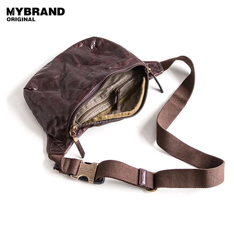 MYBRANDORIGINAL нагрудная сумка для мужчин из натуральной кожи Мужская винтажная