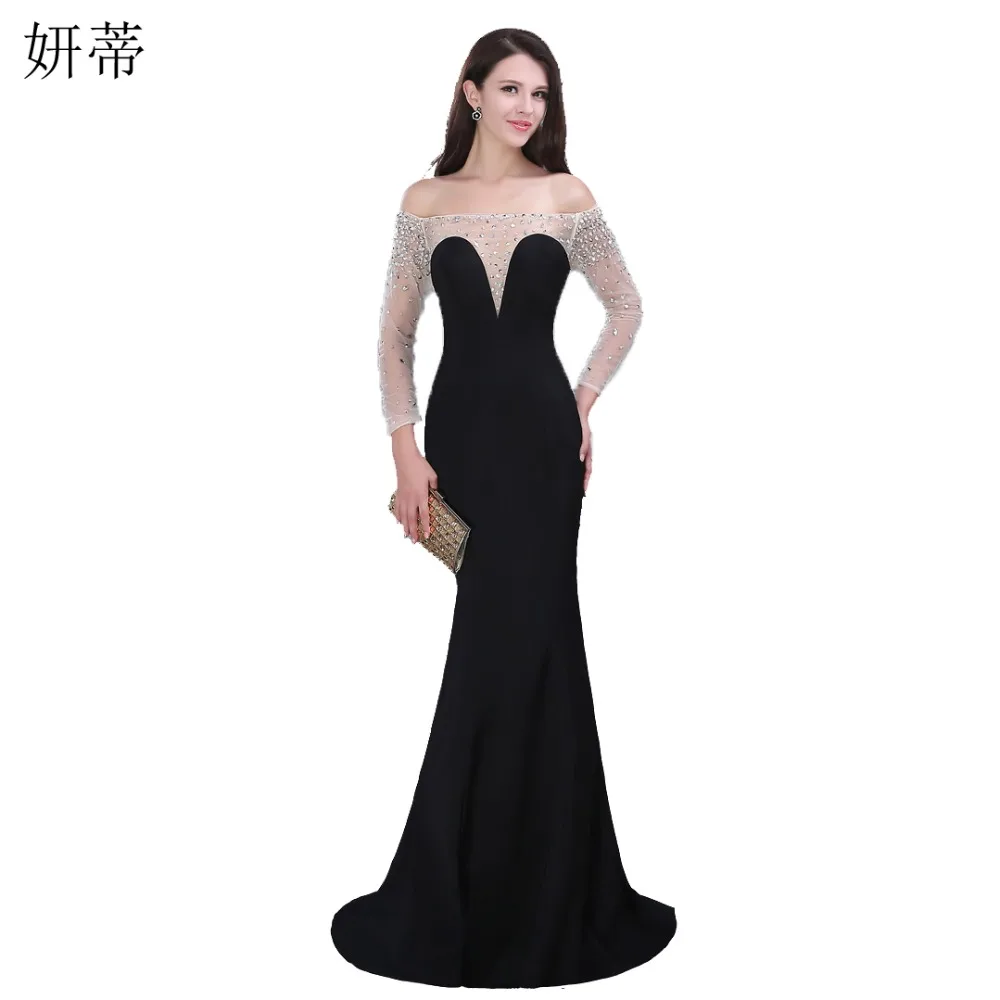 Сексуальное прозрачное вечернее платье русалки с длинным рукавом 2017 открытыми
