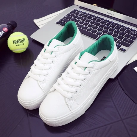 6610 White Green Женская обувь; повседневная обувь на высокой платформе; однотонная женская повседневная обувь из искусственной кожи; парусиновые кроссовки для женщин - Цвет: 6610 White Green