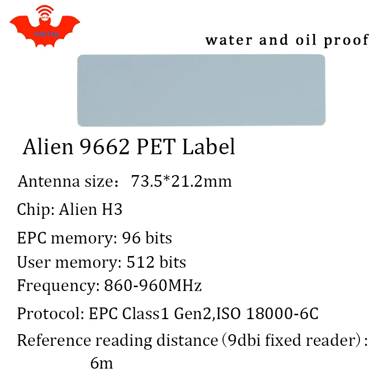 UHF RFID tag Alien 9662 для печати PET label 915mhz 900mhz 868mhz 860-960MHZ Higgs3 EPCC1G2 6C смарт-карта Пассивная RFID бирка