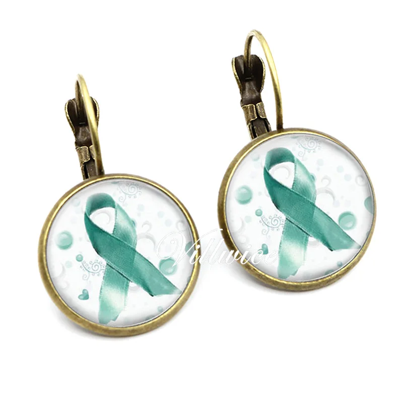 Серьги в виде сердца с изображением рака груди|glass heart earrings|breast cancer earringsearrings for |
