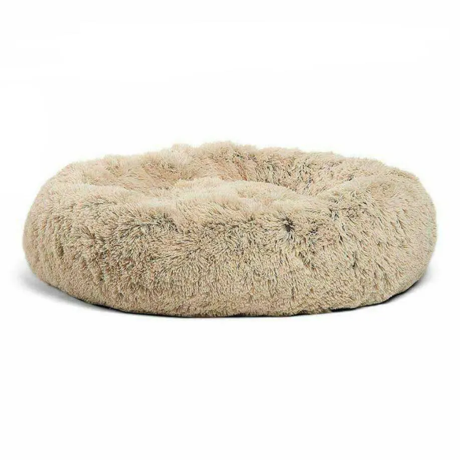 beige brown Ультра круглая кровать для собаки моющийся плюшевый домик для кошки дом мягкие коврики диван для собаки чихуахуа корзина для собак коврик для домашних животных Лежанка для собаки - Цвет: beige brown